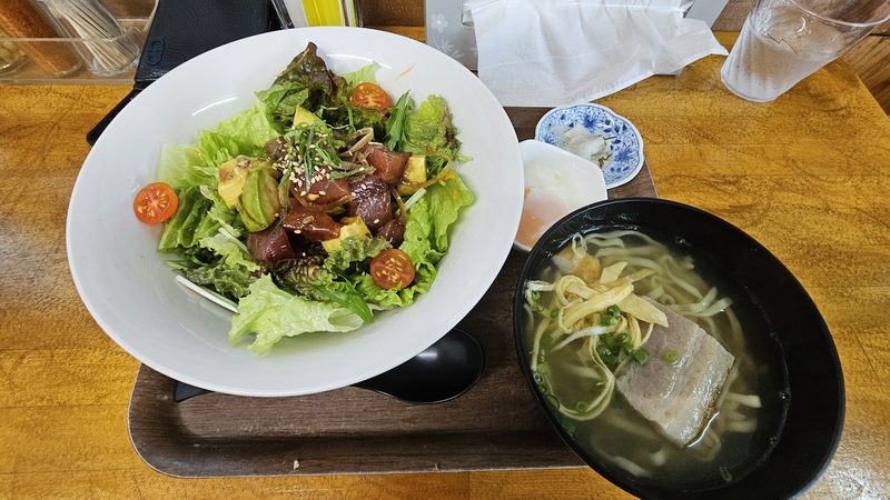 まぐろのポキサラダと小さな宮古そば
